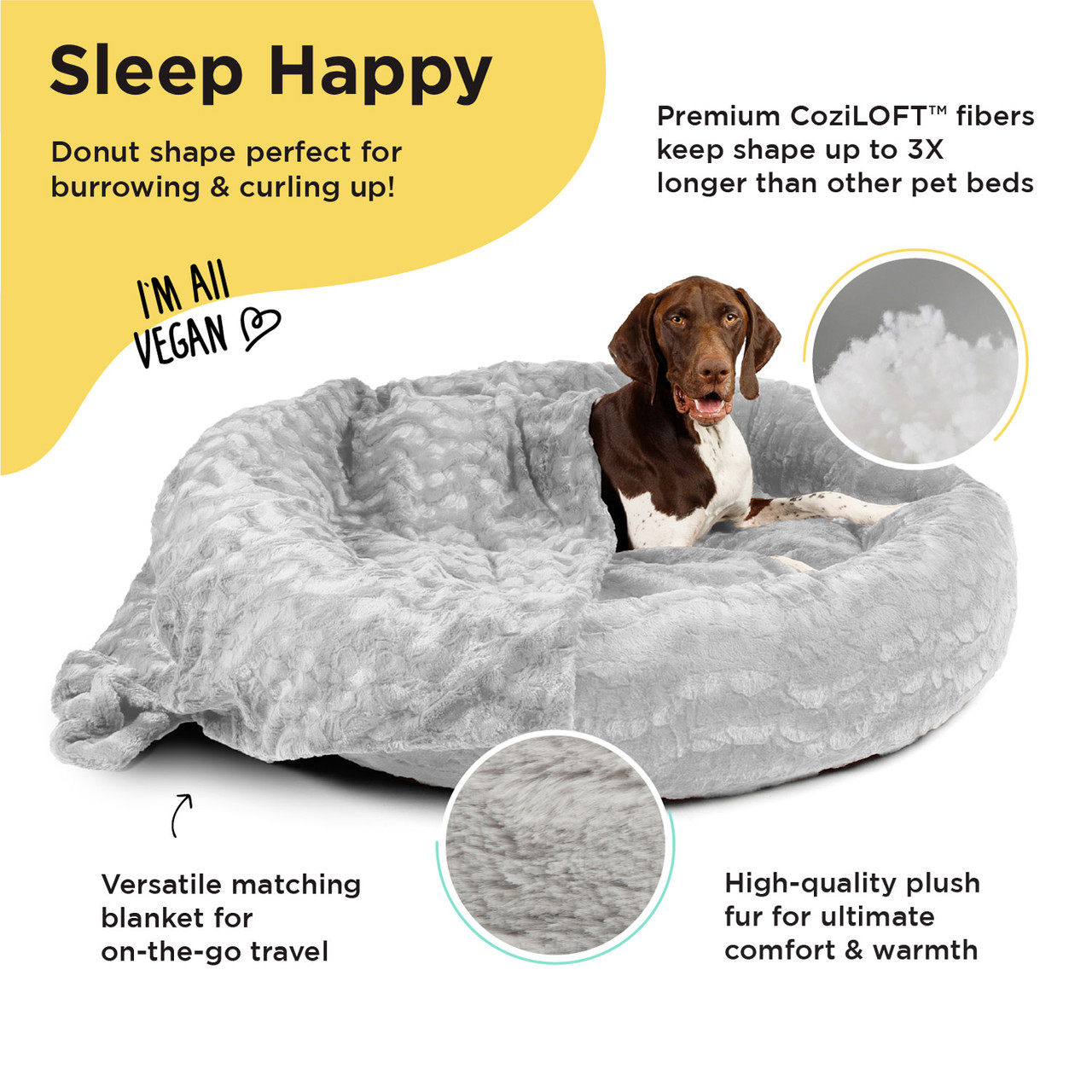 2 Piece Bundle: Donut Lux Bed, Throw Blanket Cat & Dog Bundle Set, 45x45 - Image 14