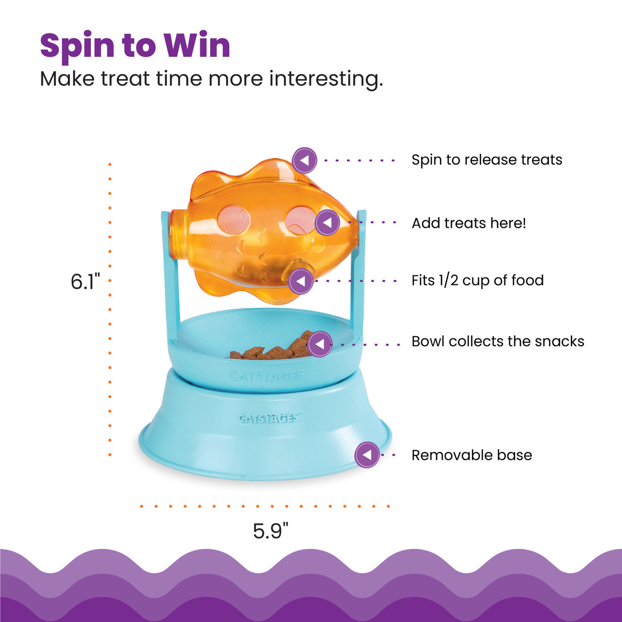 2-in-1 Treat Toy Spinning Fish Cat Toy and Cat Ball Track Topper - Image 3