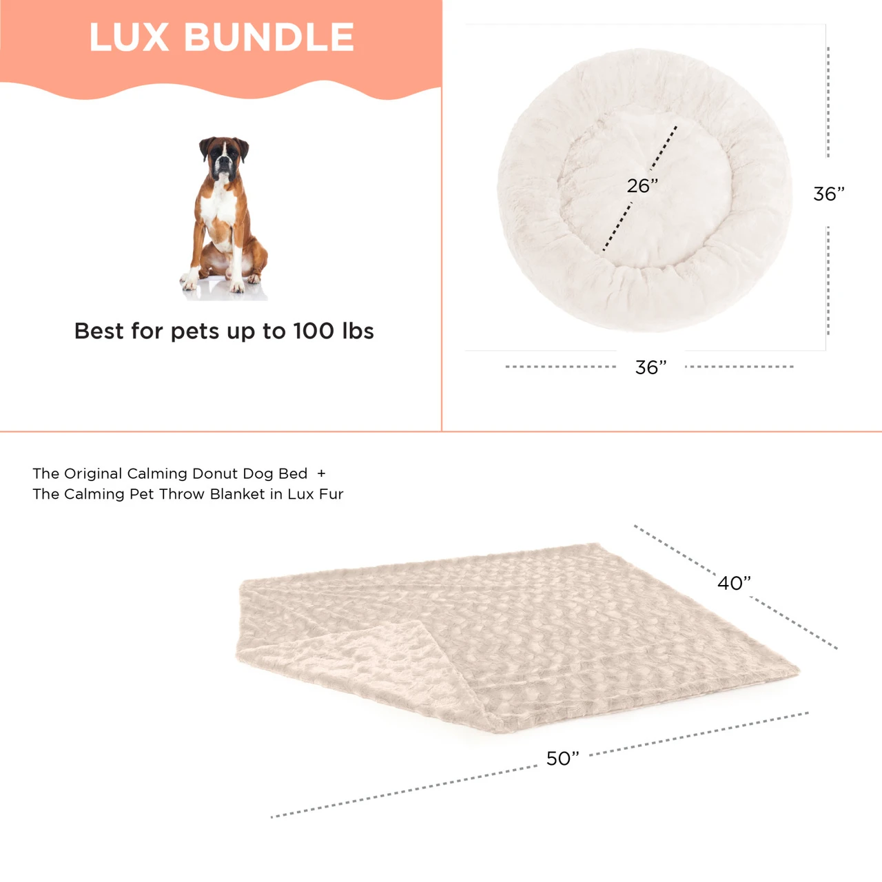 2 Piece Bundle: Donut Lux Bed, Throw Blanket Cat & Dog Bundle Set, 36x36 - Image 4