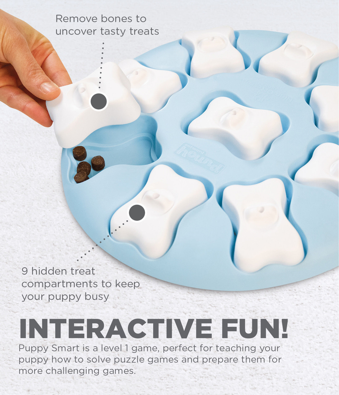 Puppy Smart Interactive Treat Puzzle Dog Toy, Blue - Image 2