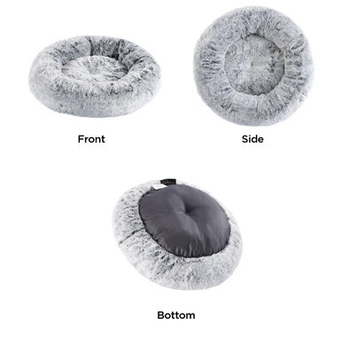 SnuggleSoft Faux Fur Pet Bed, Grey - Image 4