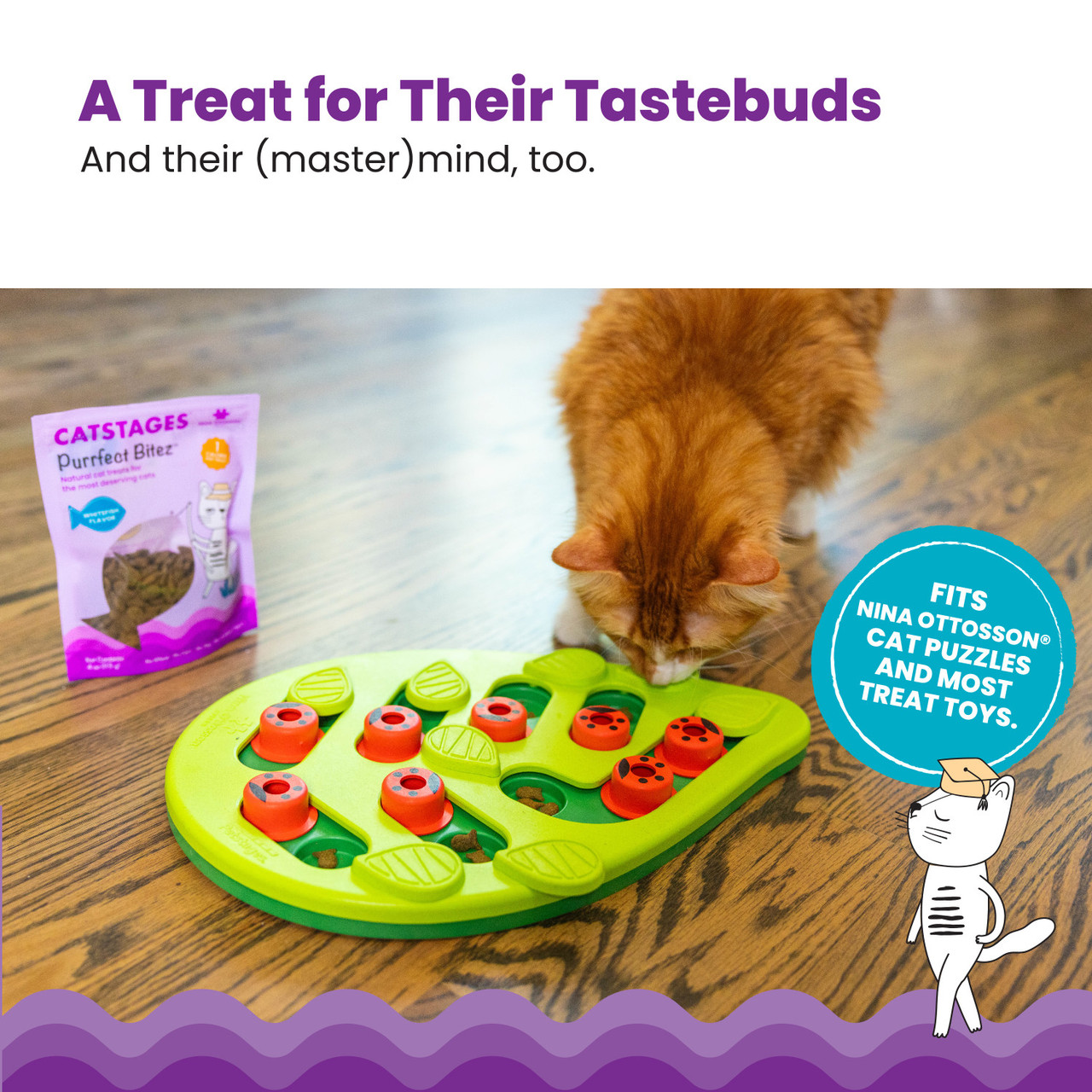 Catstages by Nina Ottosson Purrfect Bitez Natural Crunchy Cat Treats, Whitefish, 4oz - Image 3