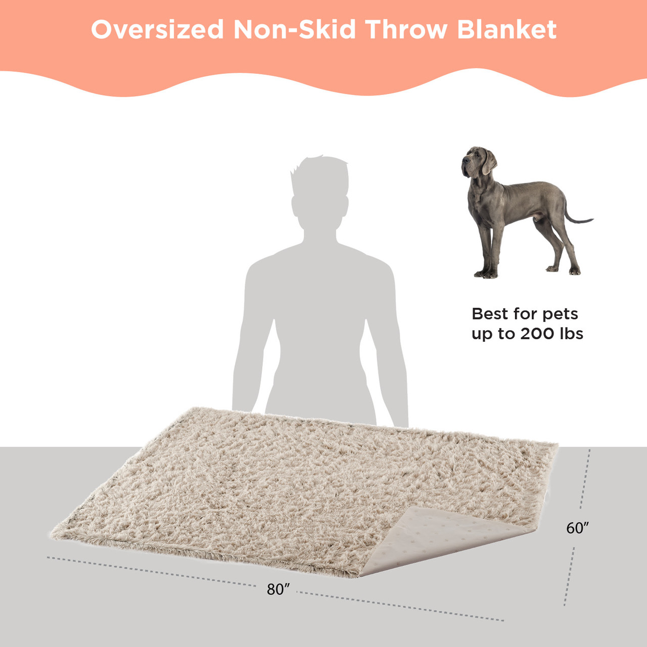 Calming Shag Oversized Dog Blanket for Large Dogs, Taupe, 60X80 - Image 3