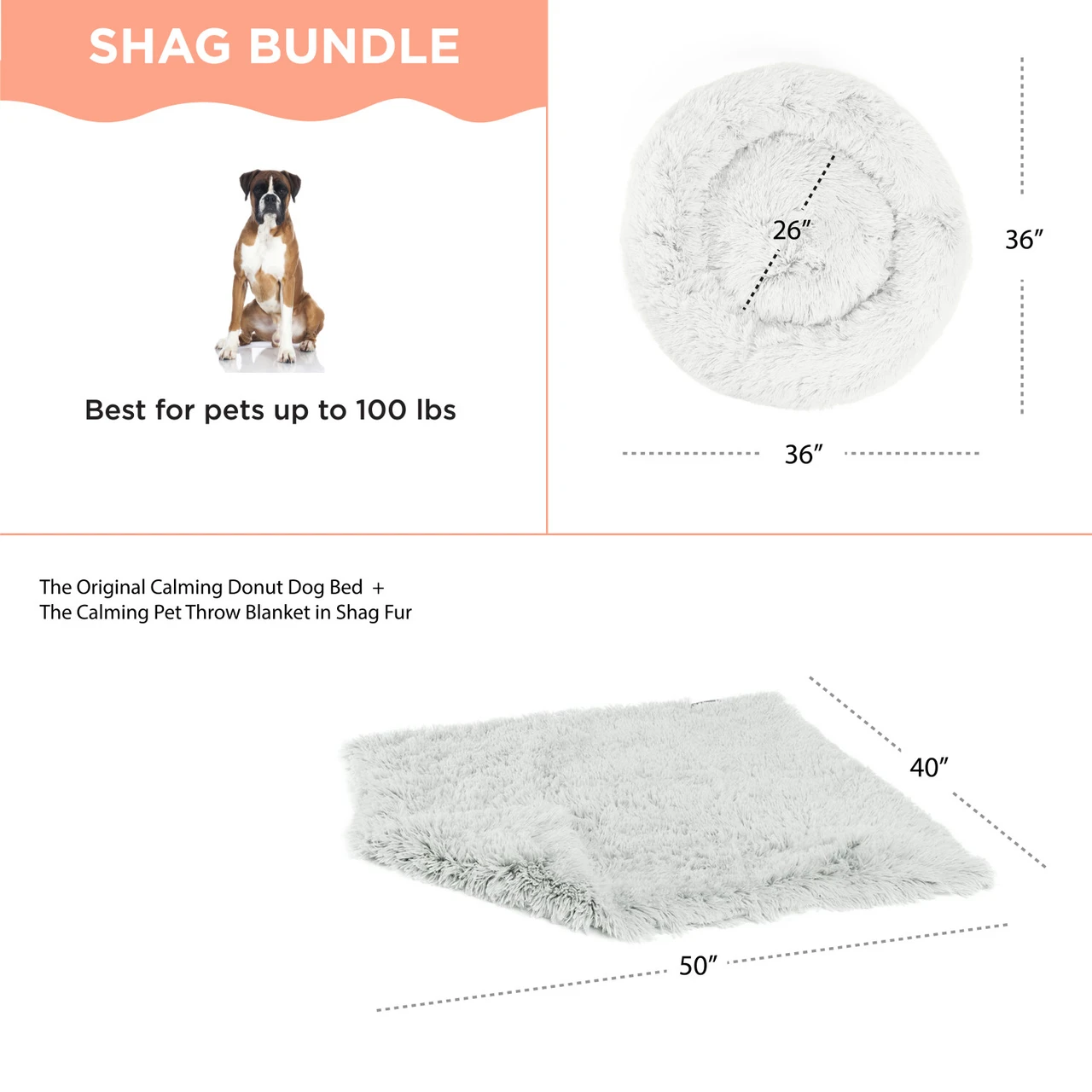 2 Piece Bundle: Donut Shag Bed, Throw Blanket Cat & Dog Bundle Set, 36x36 - Image 4