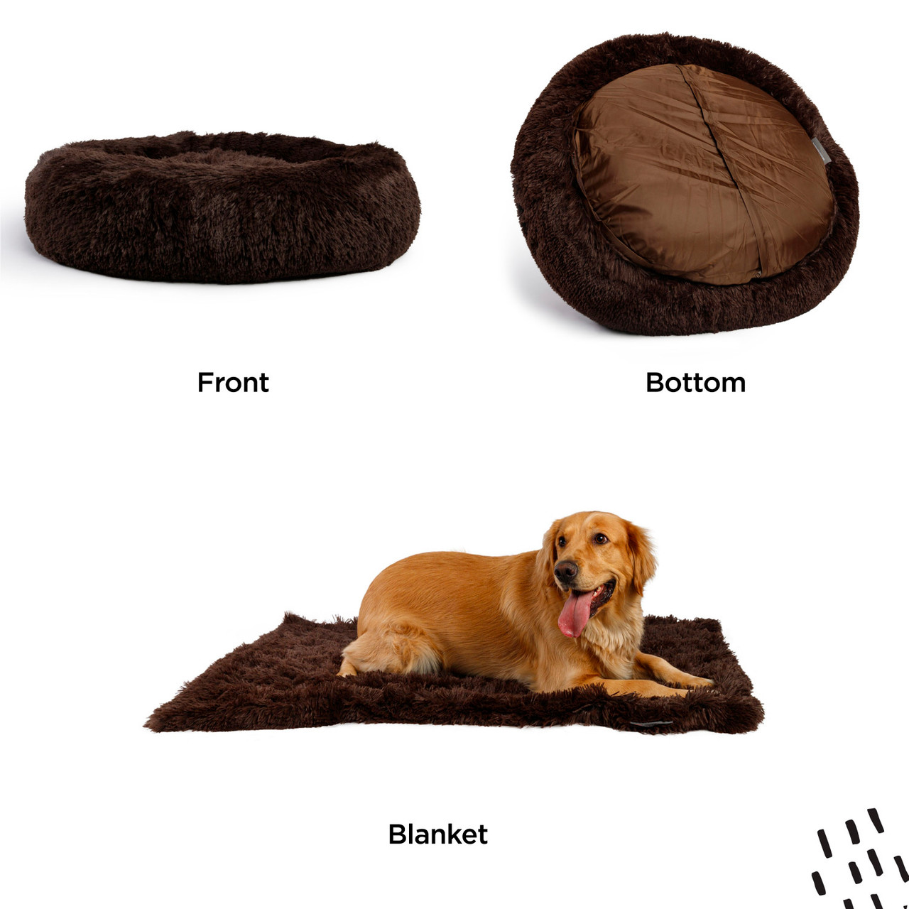 2 Piece Bundle: Donut Shag Bed, Throw Blanket Cat & Dog Bundle Set, 36x36 - Image 13