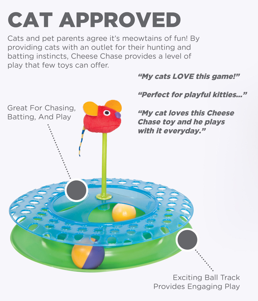Cheese Chase Catnip Cat Track Toy, Multi - Image 2