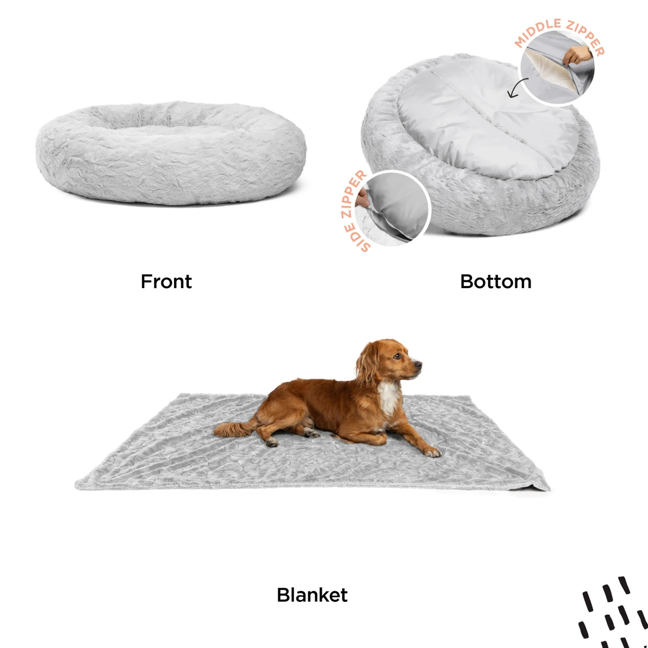 2 Piece Bundle: Donut Lux Bed, Throw Blanket Cat & Dog Bundle Set, 45x45 - Image 15