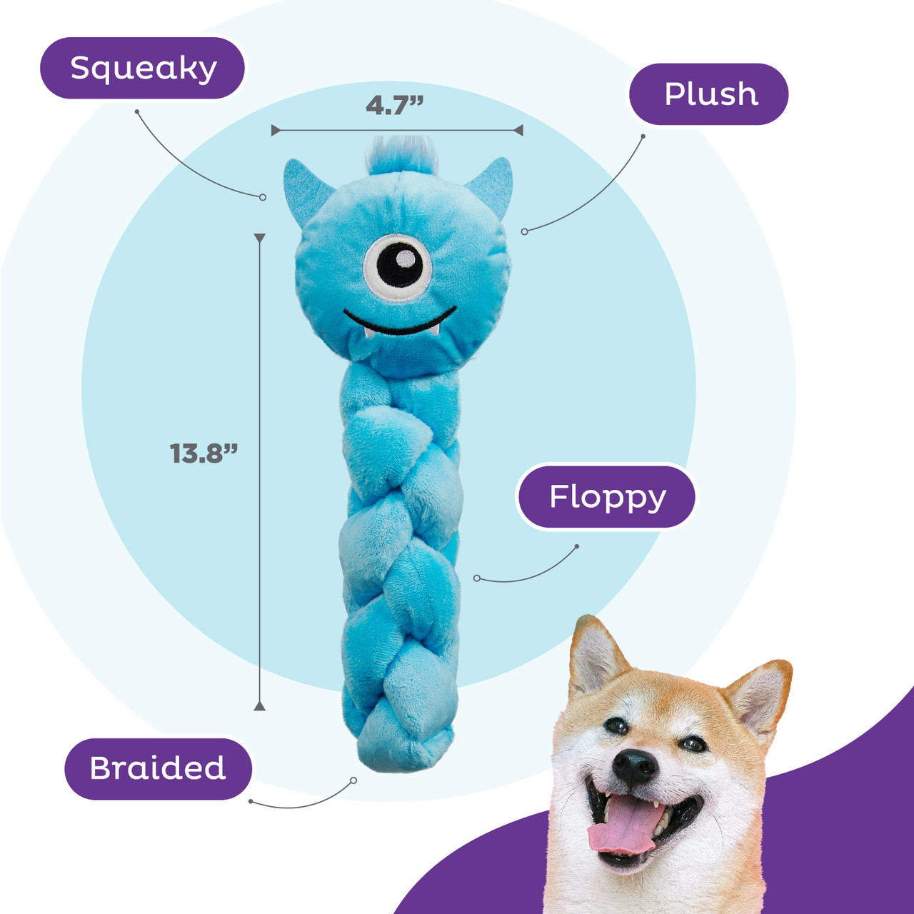 Twistiez Monster Plush Dog Treat Puzzle, Blue - Image 3