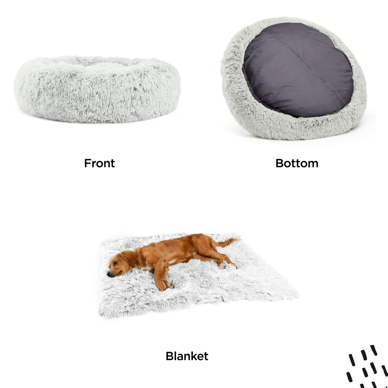2 Piece Bundle: Donut Shag Bed, Throw Blanket Cat & Dog Bundle Set, 30x30 - Image 8