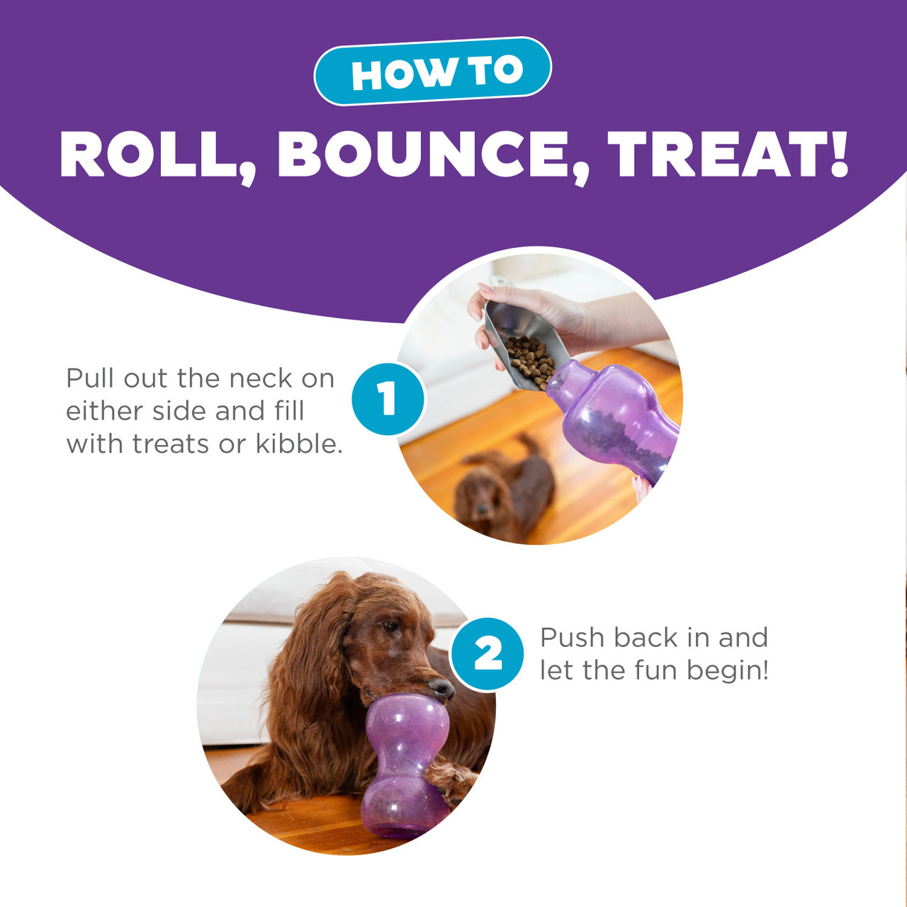 Double Snoop Interactive Treat Stuffer Dog Toy, Purple - Image 4