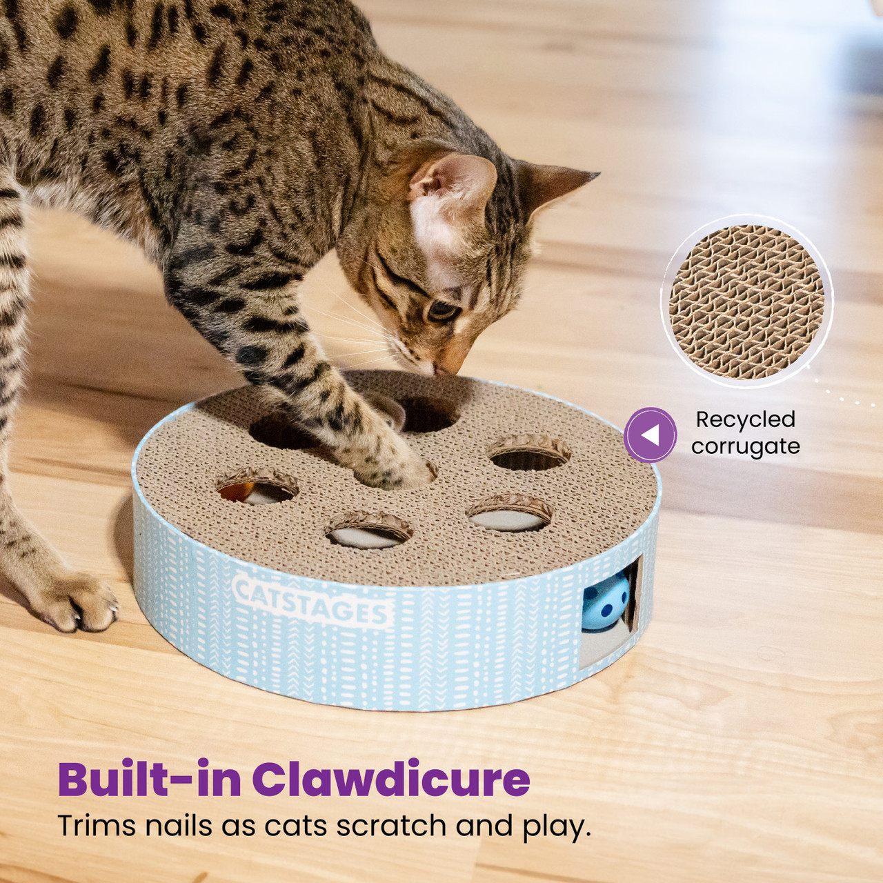Scratch N' Hunt Puzzle Cat Toy, Blue - Image 6