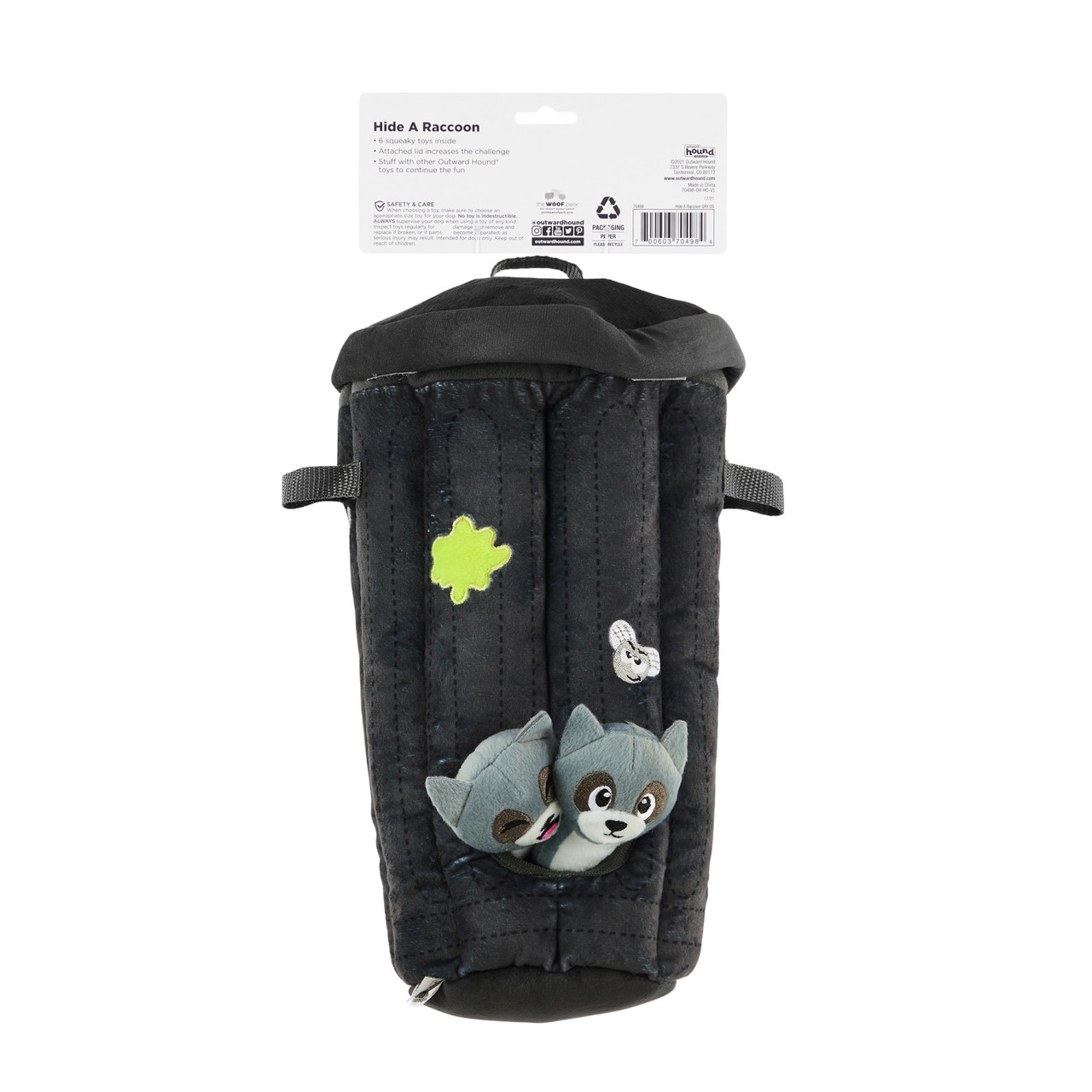 Hide A Raccoon Plush Dog Toy Puzzle, Grey - Image 8
