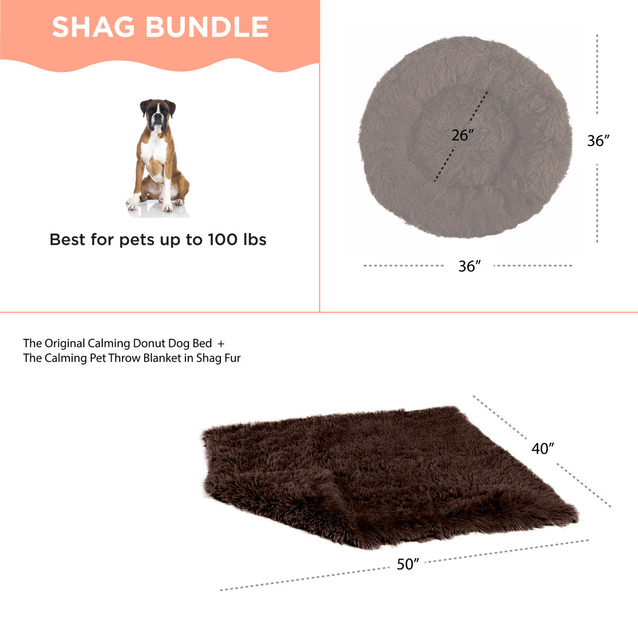 2 Piece Bundle: Donut Shag Bed, Throw Blanket Cat & Dog Bundle Set, 36x36 - Image 14