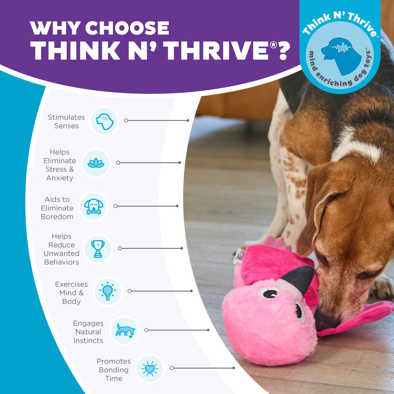 Hide-Ablez Flamingo Plush Dog Puzzle with Treat Ball, Pink - Image 6