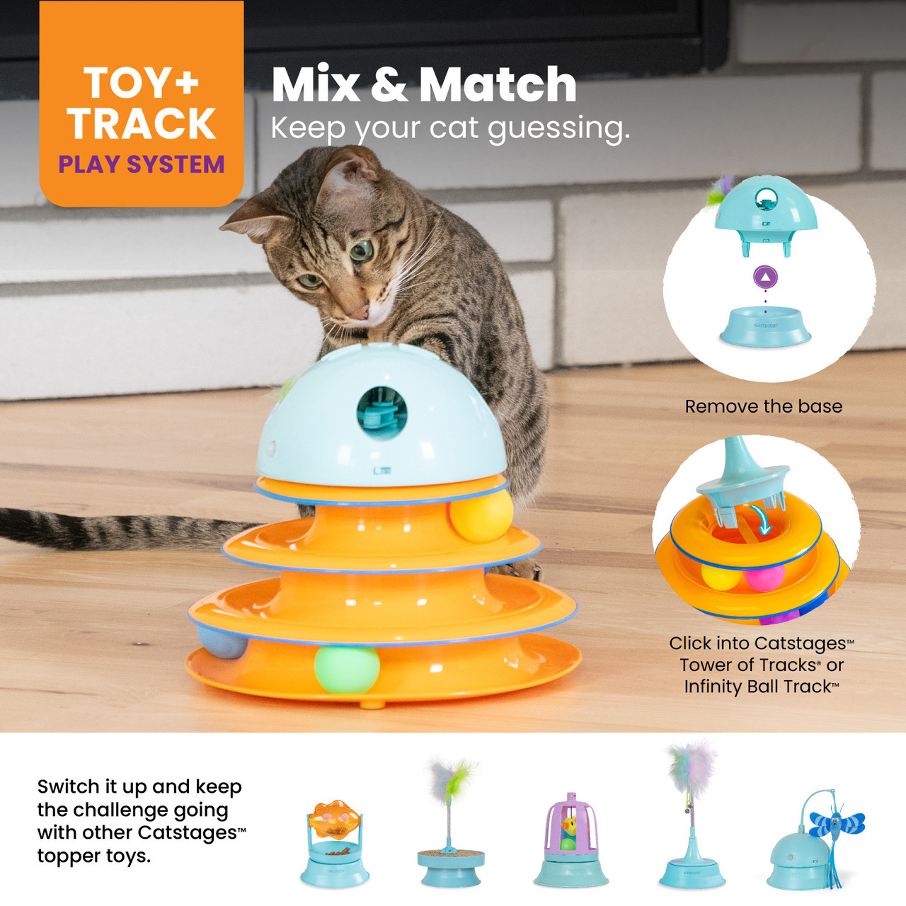 Electronic Dart N' Dash Toy Cat Toy and Cat Ball Track Topper, Blue - Image 5