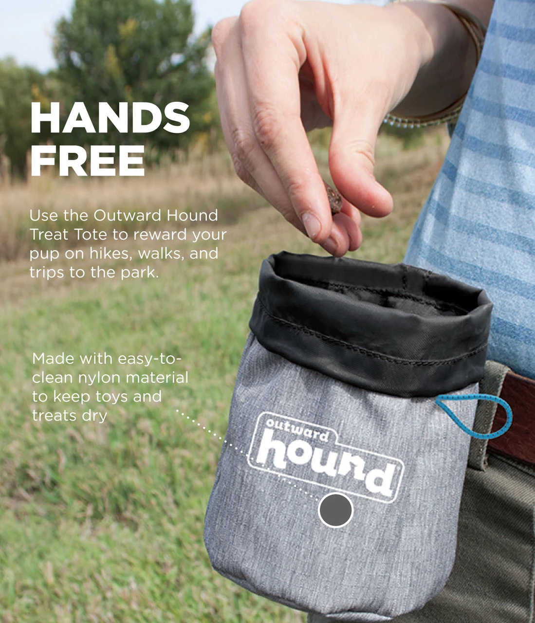 Treat Tote Hands-Free Dog Training Pouch, Grey - Image 2