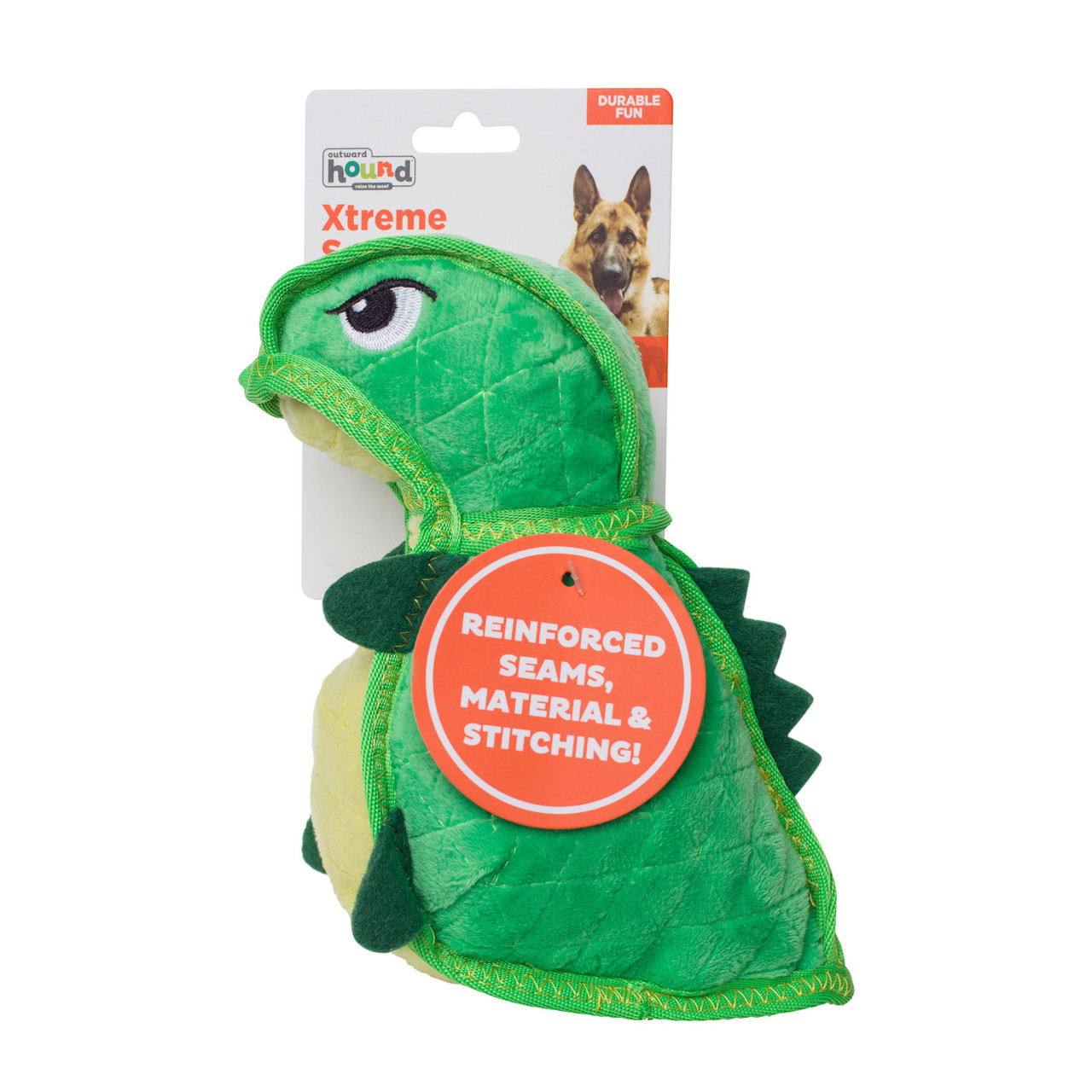 Xtreme Seamz Dino Plush Dog Toy, Green, Medium - Image 6