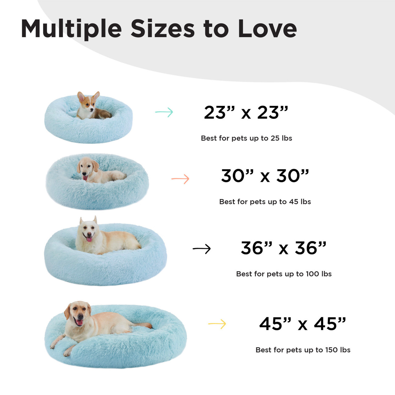 The Original Calming Shag Donut Dog Bed, Baby Blue, 36X36 - Image 6