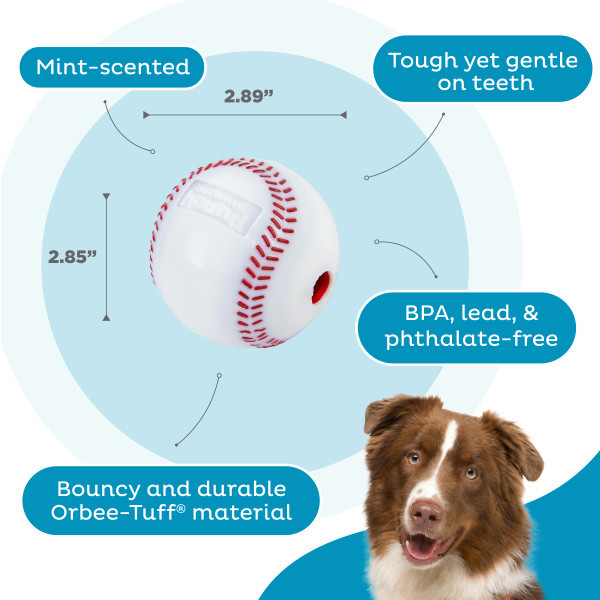 Orbee-Tuff Baseball Treat-Dispensing Dog Chew Toy, White - Image 3