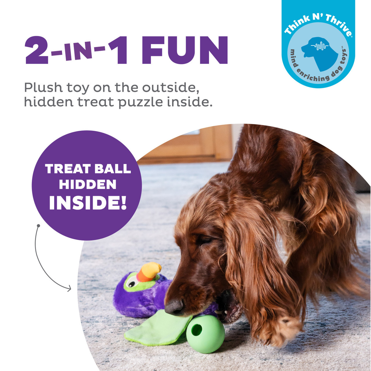 Hide-Ablez Interactive Plush Dog Puzzle with Treat Ball - Image 2
