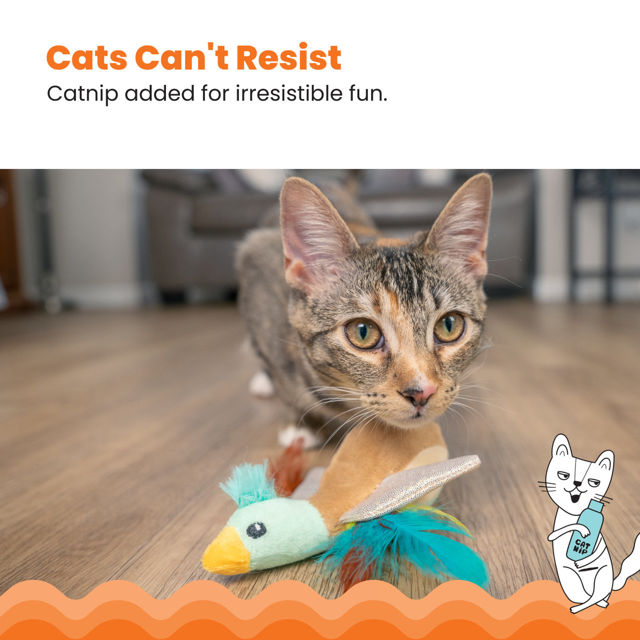 Flapperz Duck Plush Catnip Cat Toy, Multi - Image 4