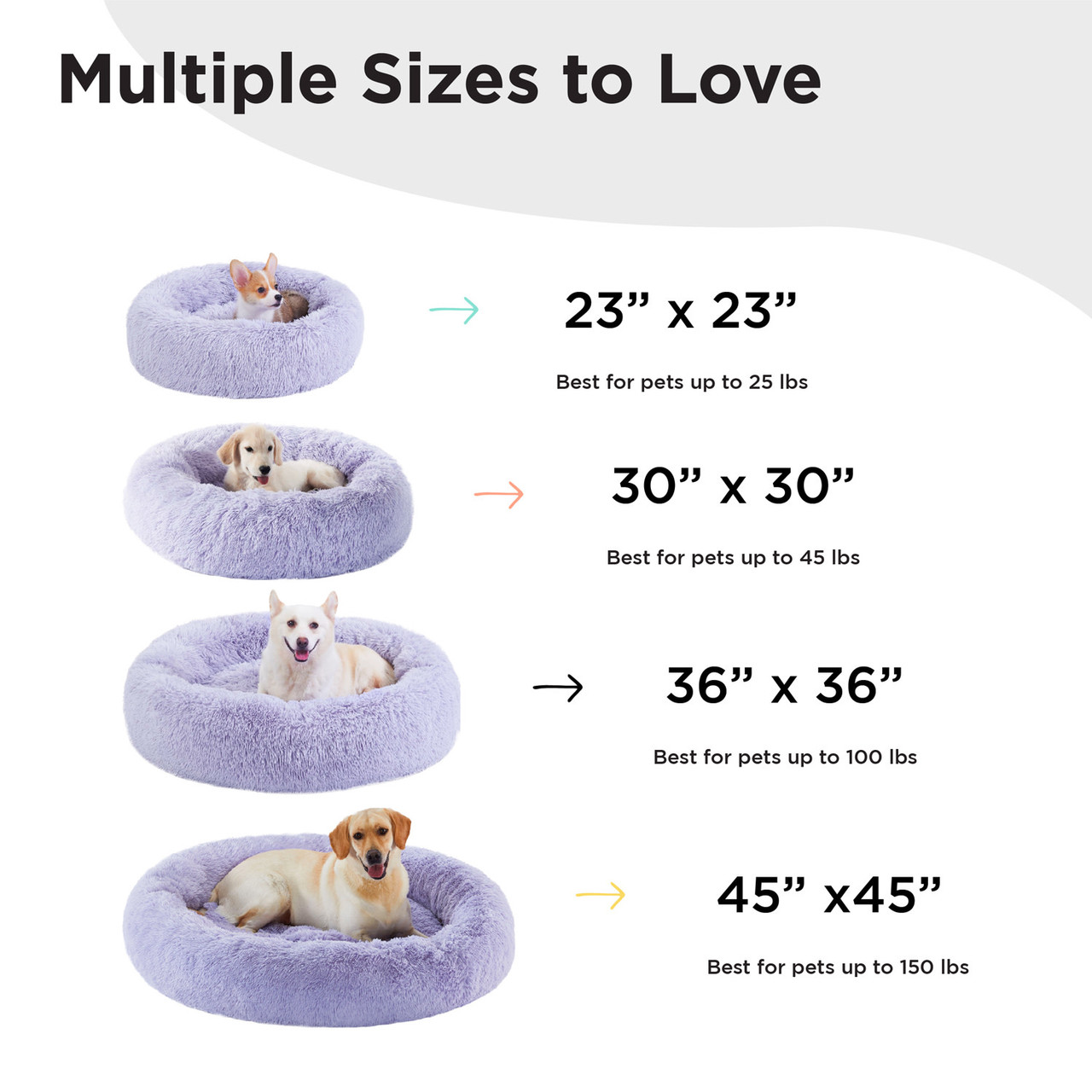 The Original Calming Shag Donut Dog Bed, Lavender, 45X45 - Image 5