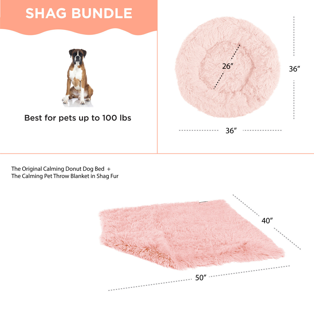 2 Piece Bundle: Donut Shag Bed, Throw Blanket Cat & Dog Bundle Set, 36x36 - Image 19