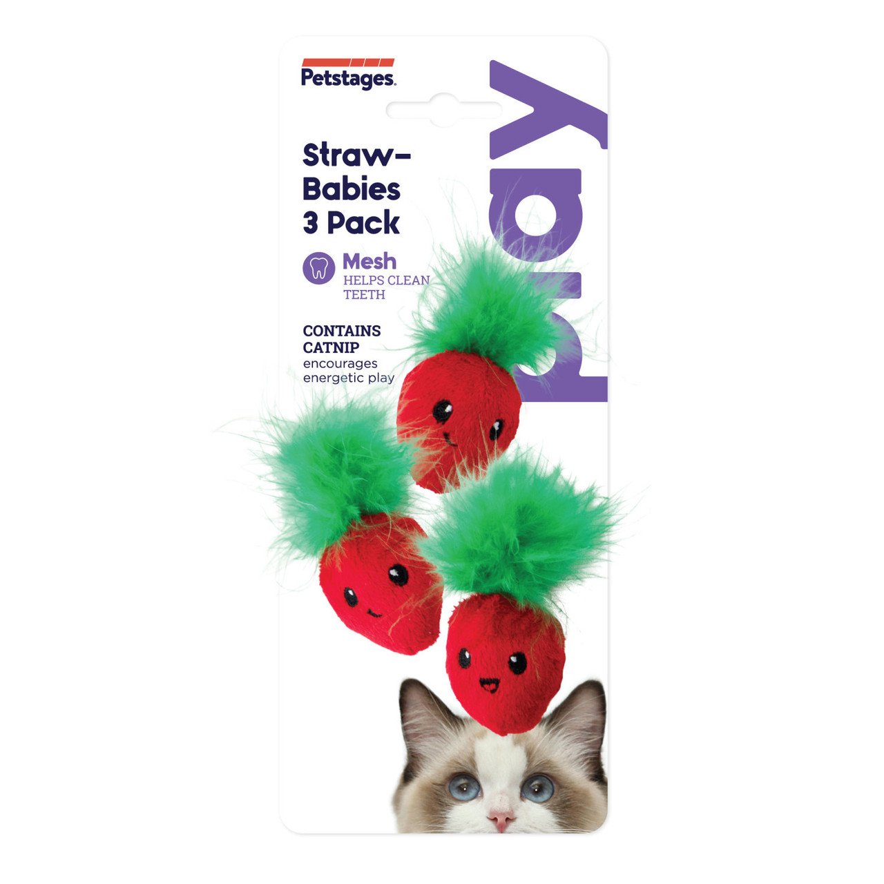Straw-Babies Cat Dental Catnip Toy - 3 Pack, Pink - Image 7