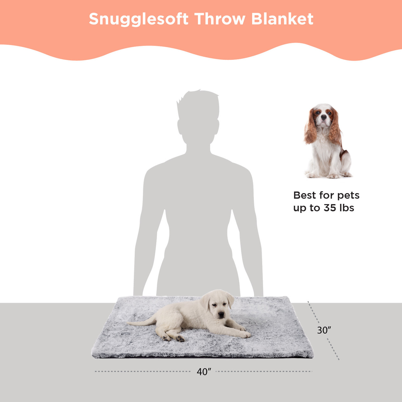 SnuggleSoft Faux Fur Pet Blanket, Grey, 30X40 - Image 3