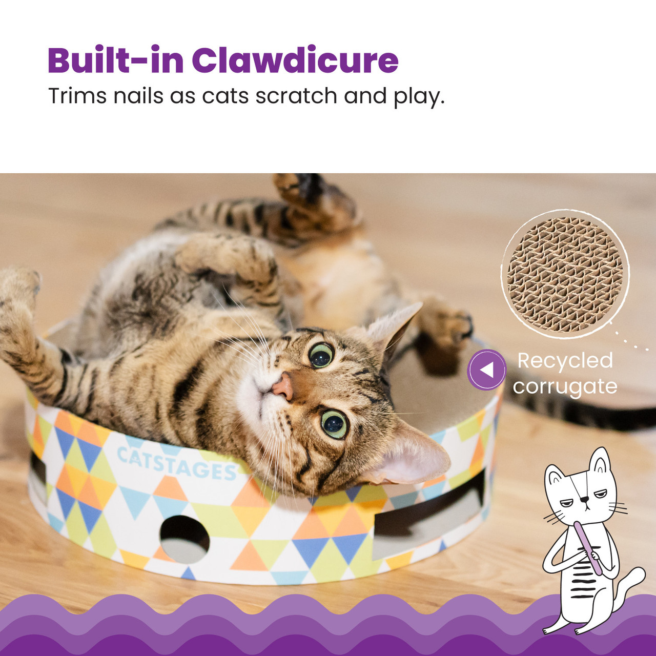 Bowl Track Scratcher Cat Ball Track, Multi - Image 3