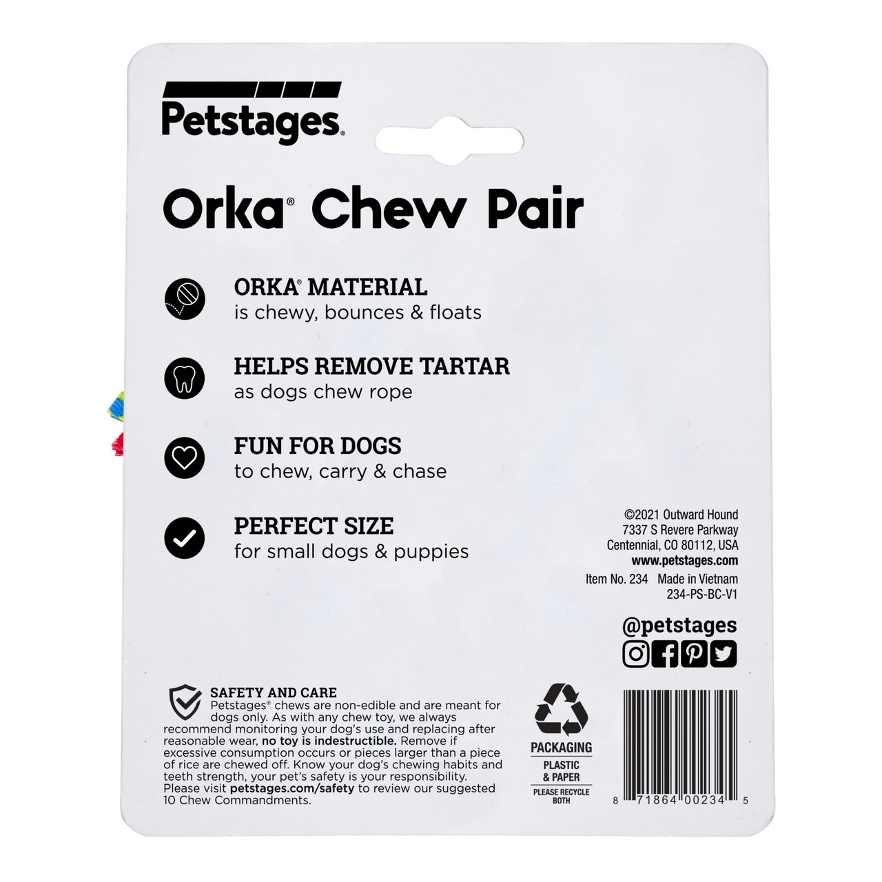 Mini Orka Chew Pair Dog Toys - 2 Pack, Royal Blue, Small - Image 6