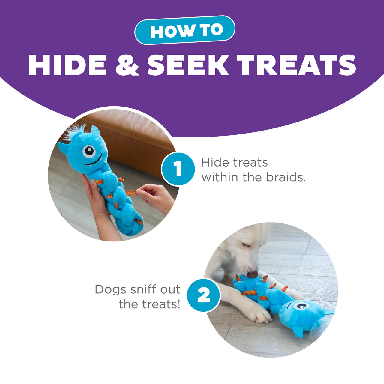 Twistiez Monster Plush Dog Treat Puzzle, Blue - Image 4