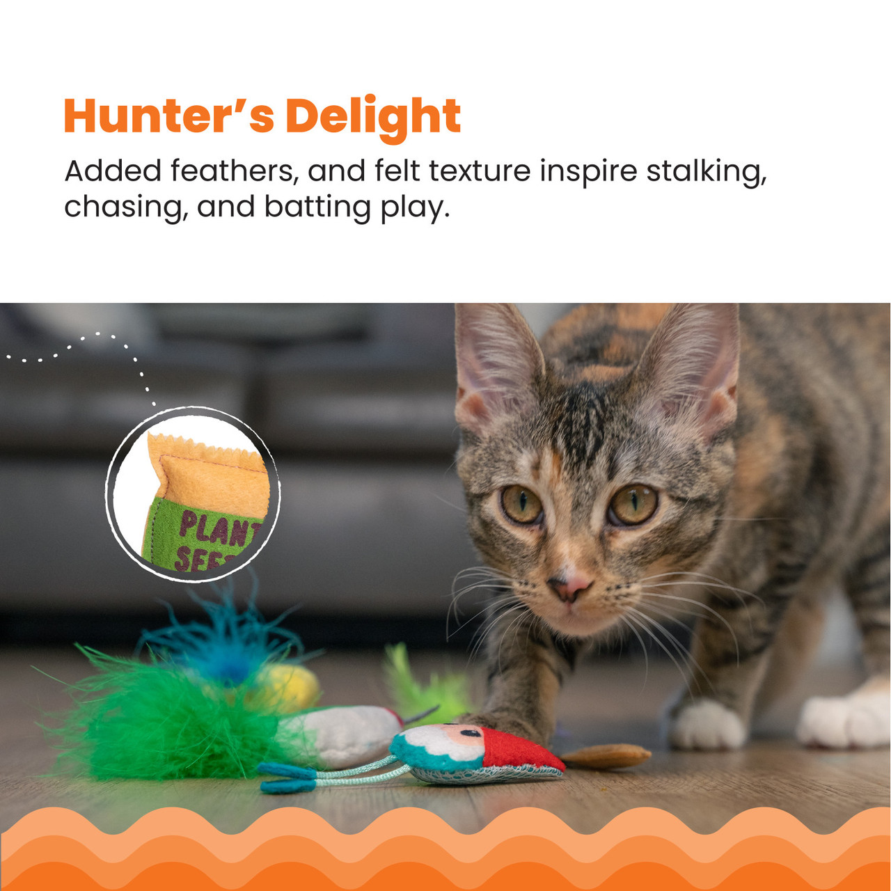 Garden Fur-ends Cat Toys - 6 Pack, Multi - Image 2