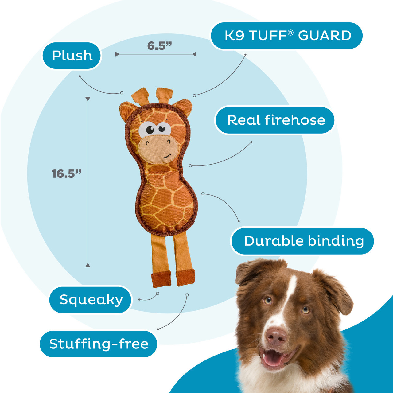 Fire Biterz Giraffe Firehose Plush Dog Toy - Image 3