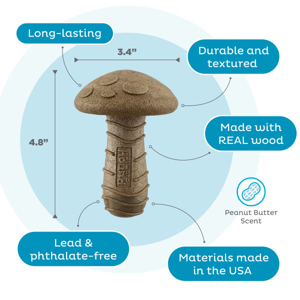 Dogwood Mushroom Durable Dog Chew Toy, Peanut Butter Scent, Medium - Image 3