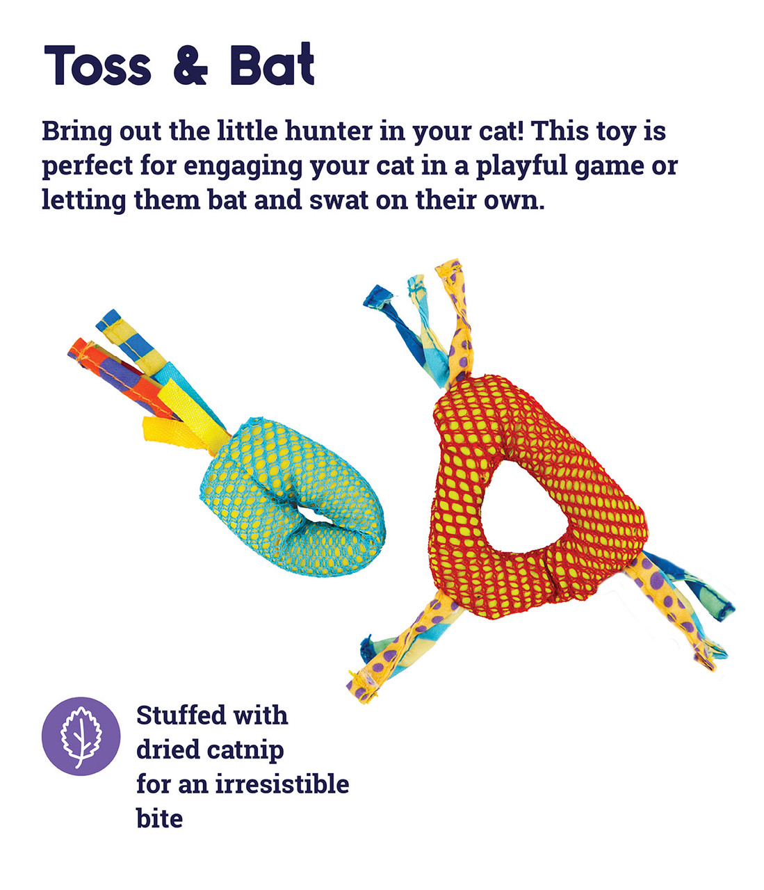 Catnip Dental Health Cat Chew Toy - 2 Pack, Multi - Image 3