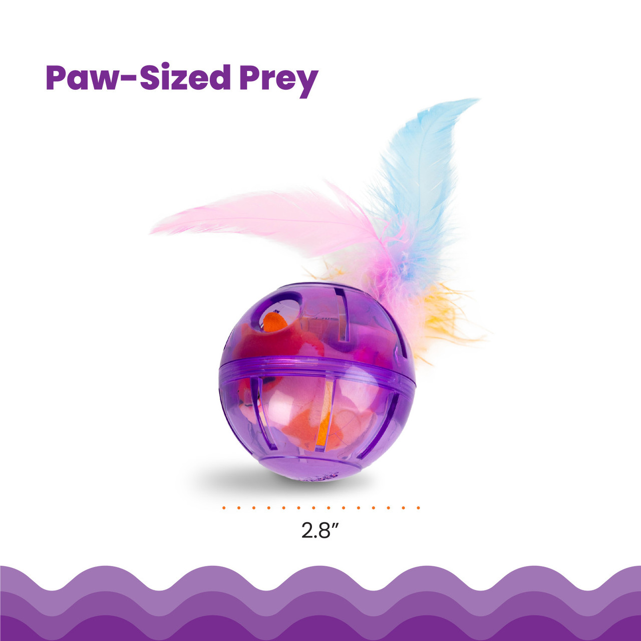 Hamster Ball Interactive Treat Stuffer for Cats with Plush Toy Inside, Purple - Image 5