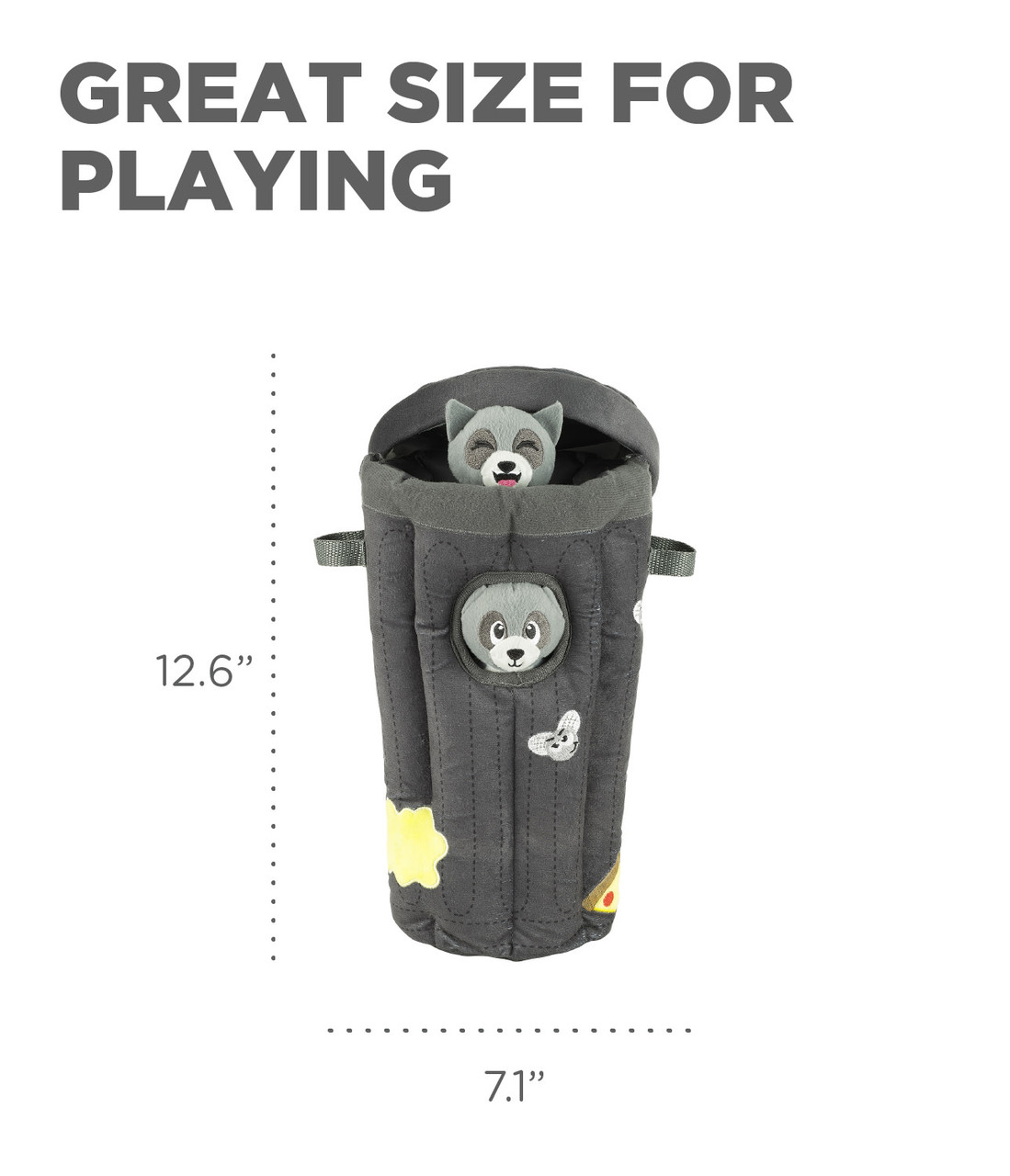 Hide A Raccoon Plush Dog Toy Puzzle, Grey - Image 4