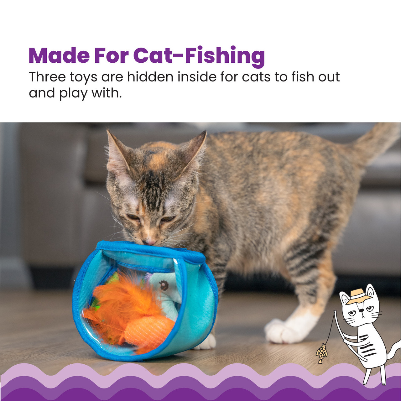 Hide & Seek Fish Bowl Cat Puzzle Toy, Blue - Image 2