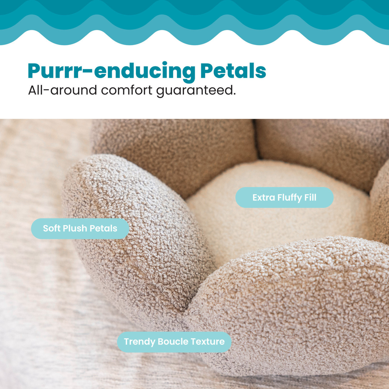 Purrfect Petals Cat Bed Tan - Image 3