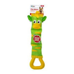 Fire Biterz Zebra Plush Interactive Dog Toy, Green, Large