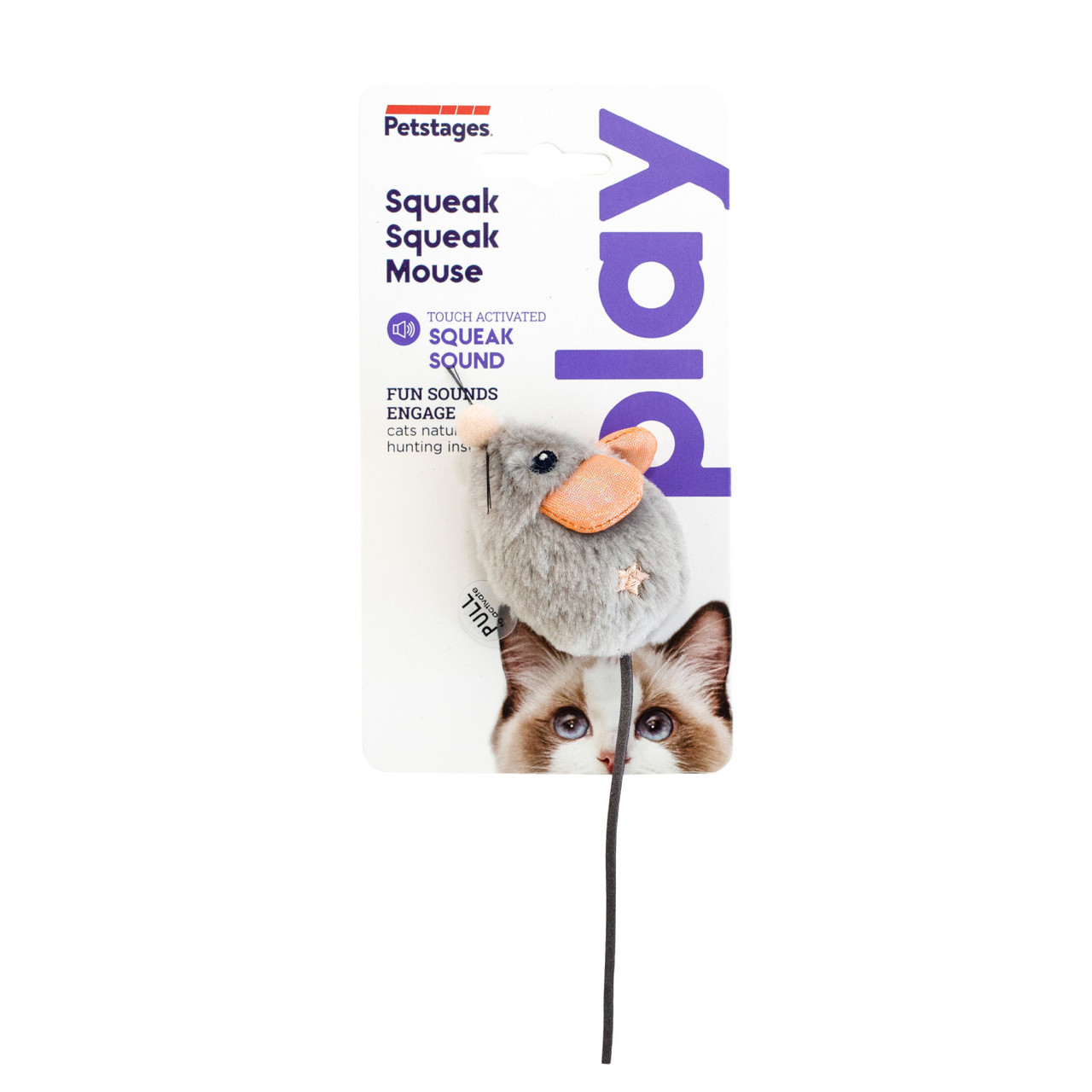 Squeak Squeak Mouse Plush Cat Toy, Grey - Image 6