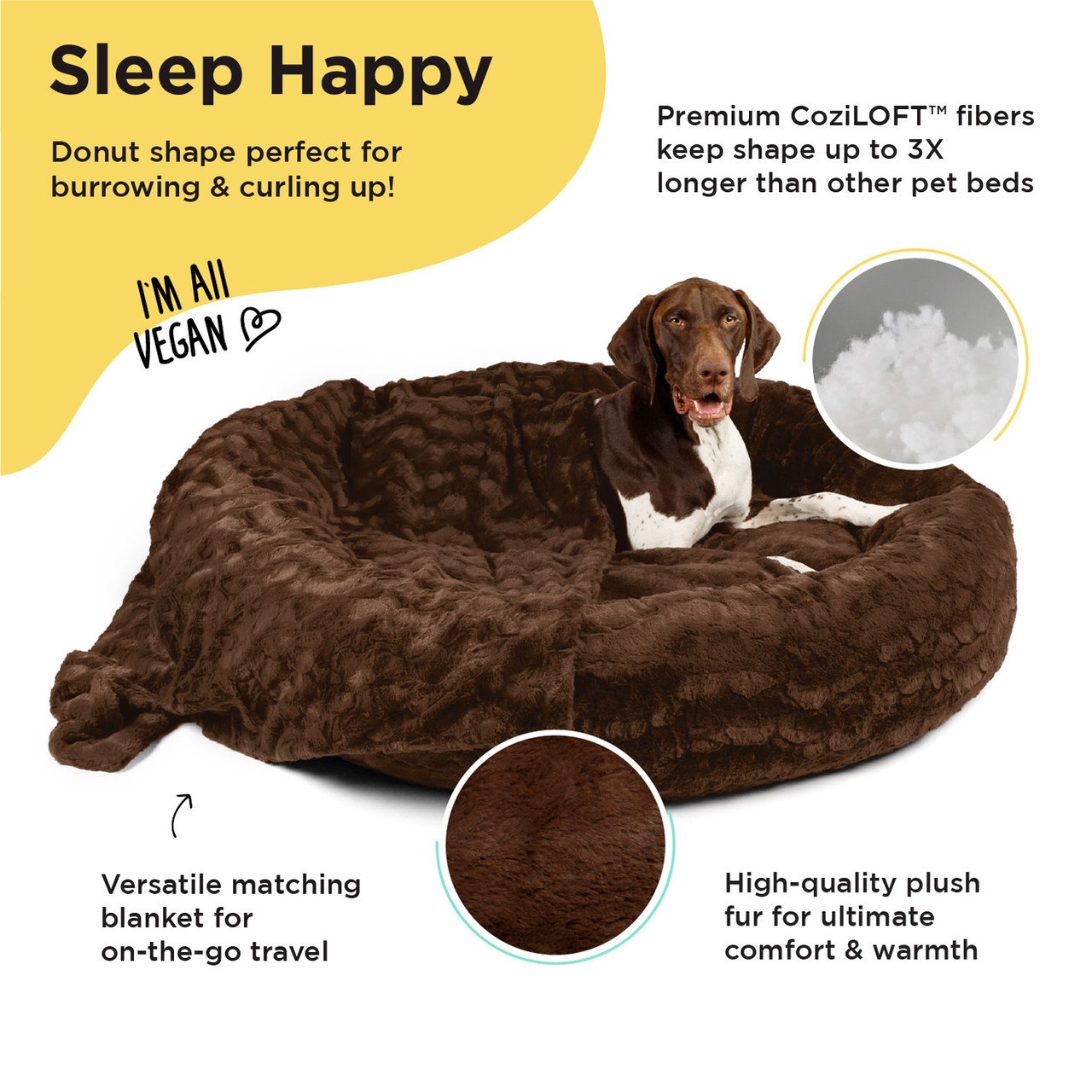 2 Piece Bundle: Donut Lux Bed, Throw Blanket Cat & Dog Bundle Set, 45x45 - Image 2