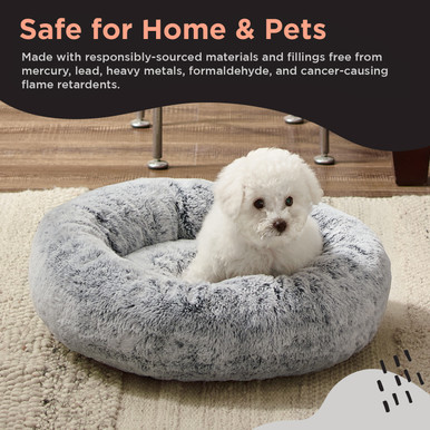SnuggleSoft Faux Fur Pet Bed, Grey - Image 7