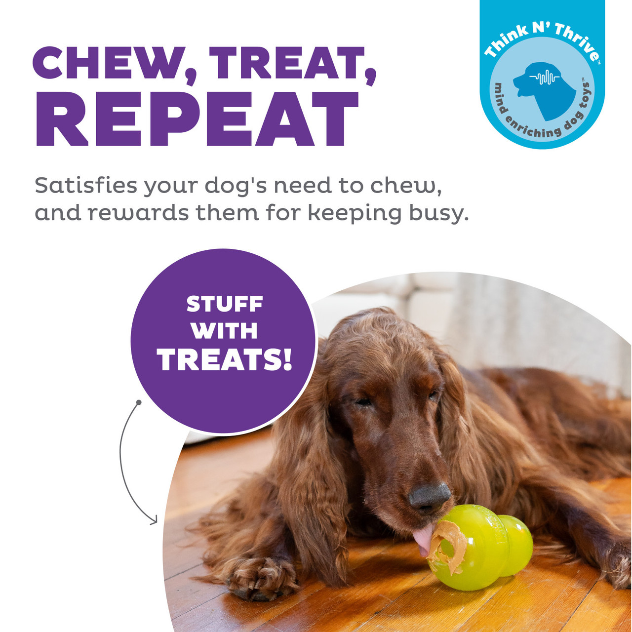 Double-Tuff Interactive Treat Stuffer Durable Dog Chew Toy, Large - Image 2