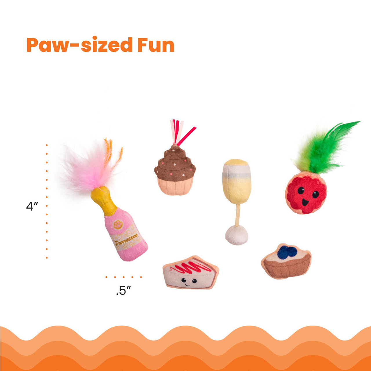 Purrsecco & Cupcakes Cat Toys - 6 Pack, Multi - Image 5