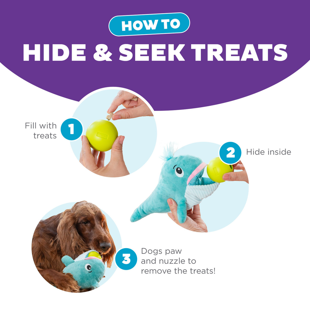 Big Mouthz Interactive Plush Dog Puzzle with Treat Ball, Blue - Image 4