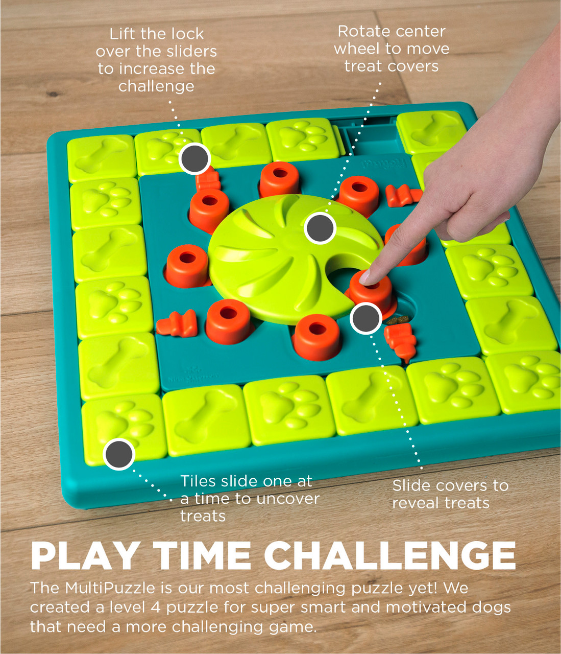 MultiPuzzle Interactive Dog Treat Puzzle Toy, Blue - Image 2