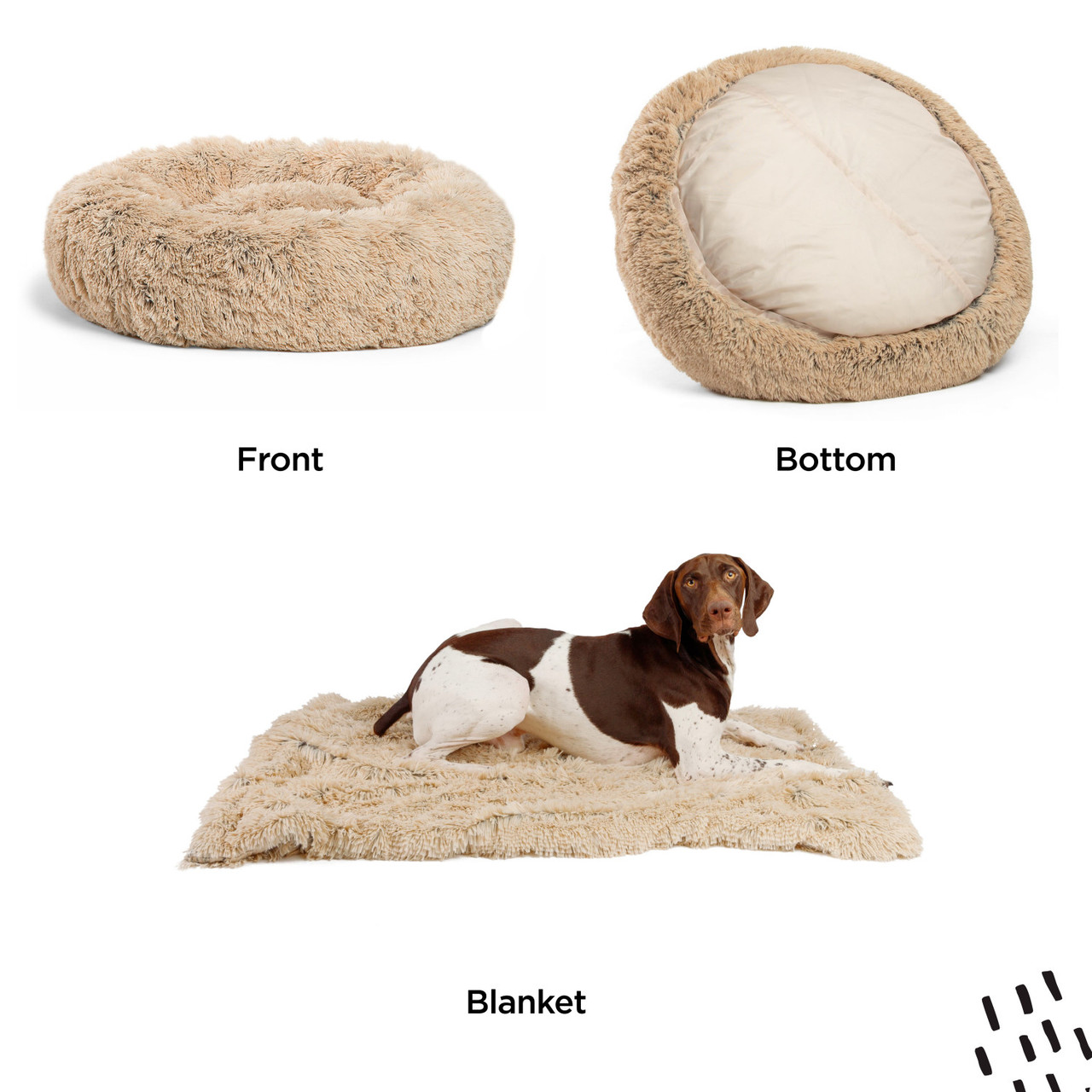 2 Piece Bundle: Donut Shag Bed, Throw Blanket Cat & Dog Bundle Set, 36x36 - Image 8