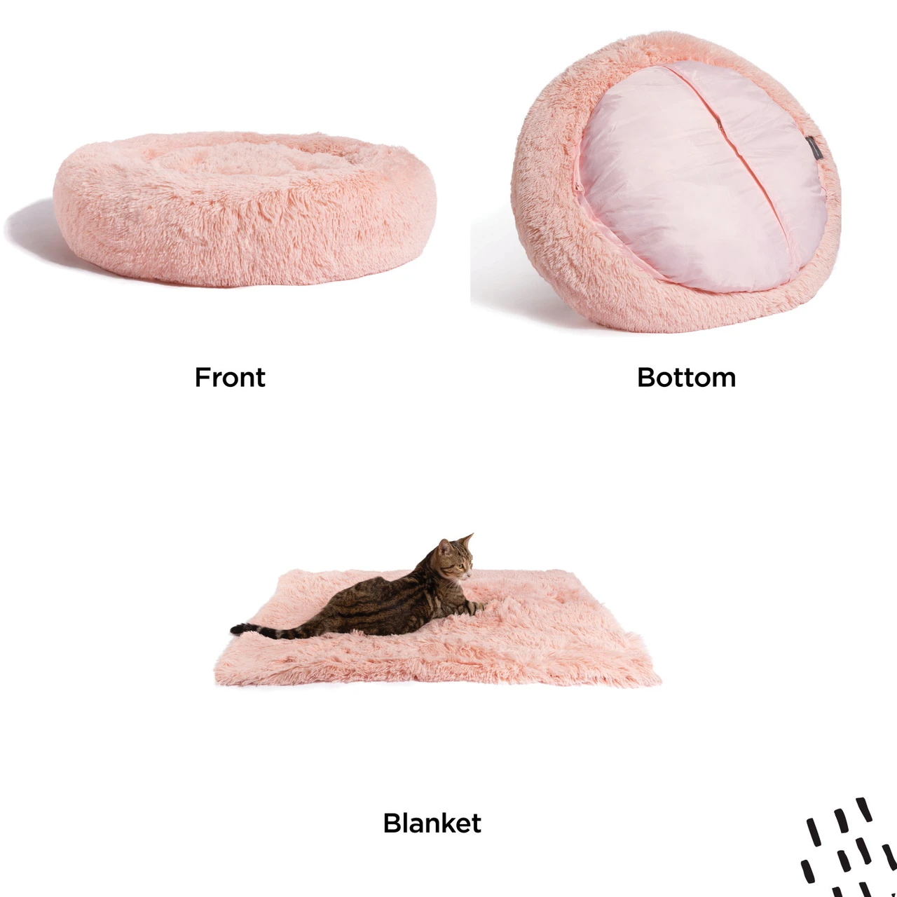 2 Piece Bundle: Donut Shag Bed, Throw Blanket Cat & Dog Bundle Set, 30x30 - Image 13